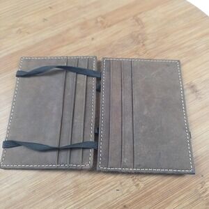J Crew Wallet Mens One Size Brown Leather Slim Fold Card Case Logo Minimalist